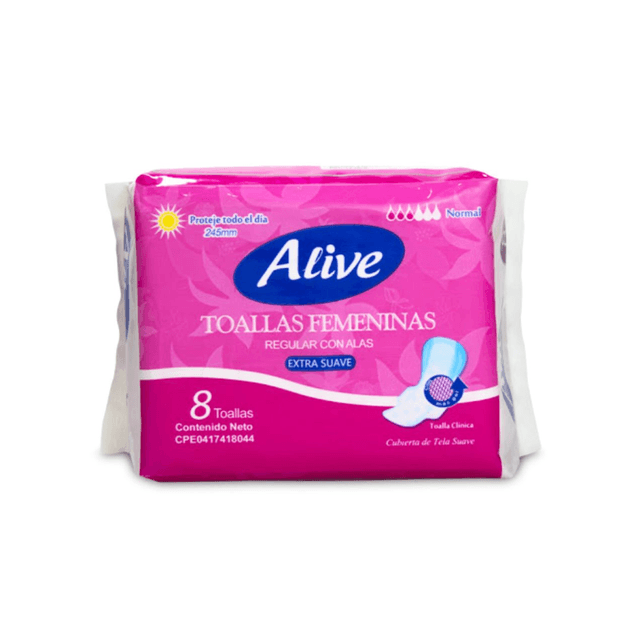 CAJA TOALLAS ALIVE REGULAR DIURNO 72x245MM